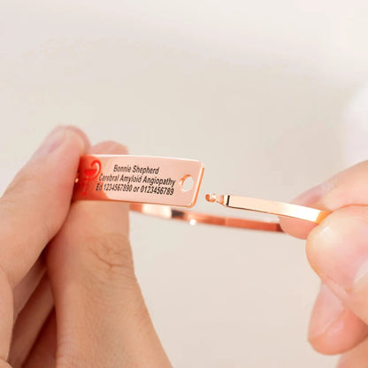 Custom Engraved Medical Alert ID Bangle Bracelet