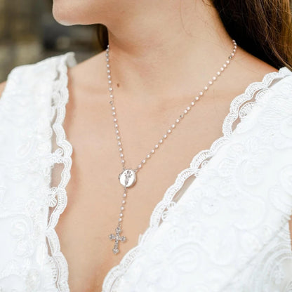 Custom Photo Locket Cross Pendant Rosary Necklace
