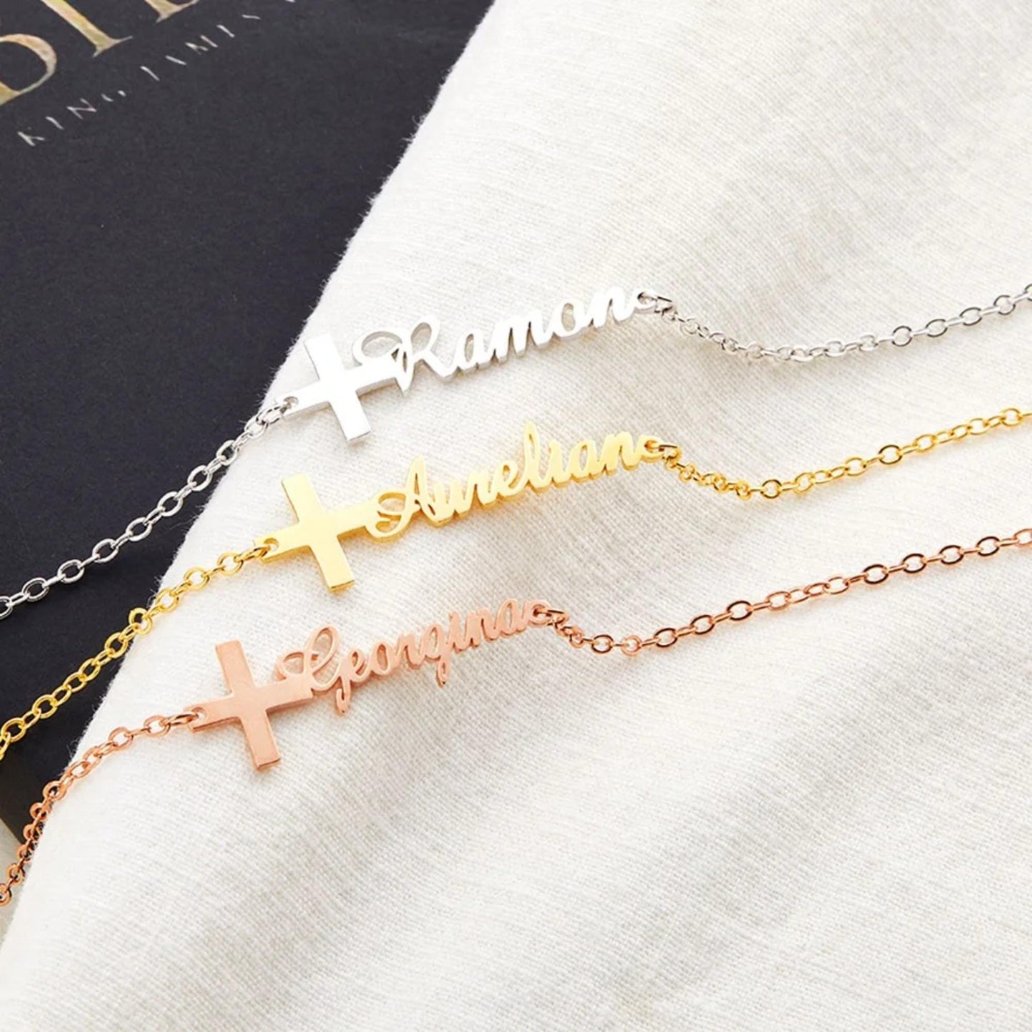 Custom Cross Name Bracelet