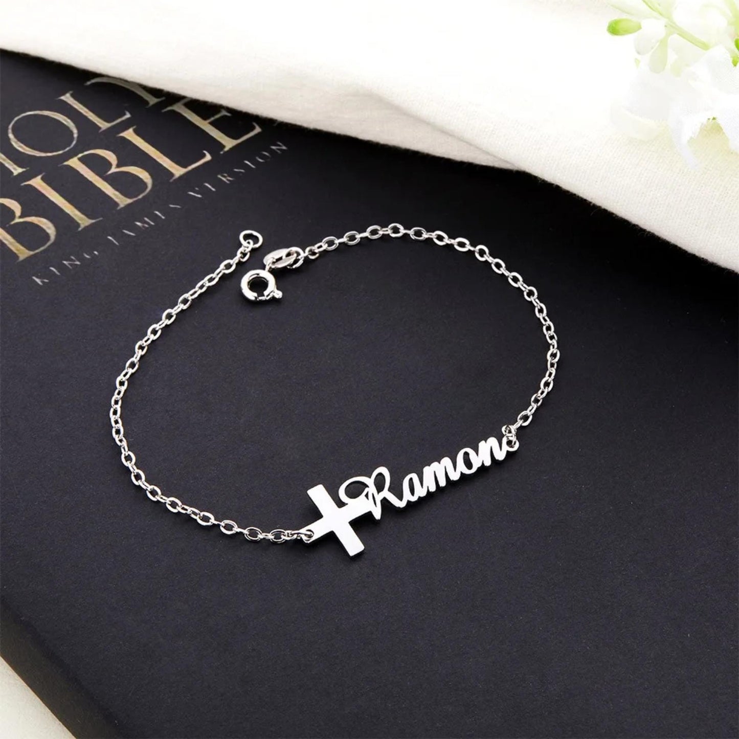 Custom Cross Name Bracelet