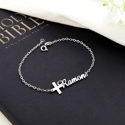 Custom Cross Name Bracelet