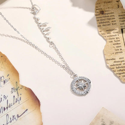 Personalized Sideways Name Compass Necklace