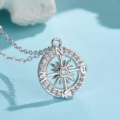 Personalized Sideways Name Compass Necklace