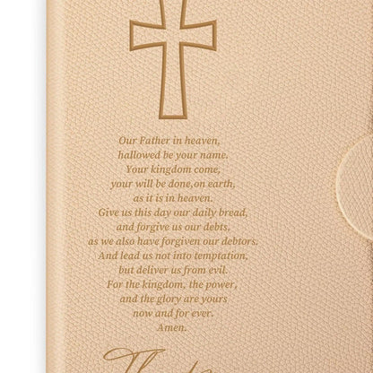 Cross Lord's Prayer Journal with PU Leather Cover & Wooden Pen