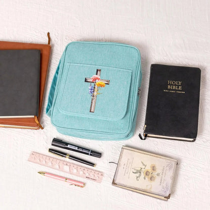 Personalized Birth Flower Bible Cover with Cross