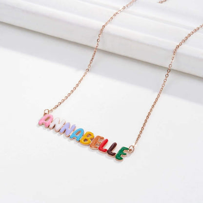 Custom Enamel Bubble Name Necklace & Heart Pendant