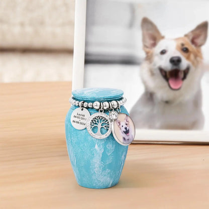 Custom Photo Mini Cremation Urn with Charms