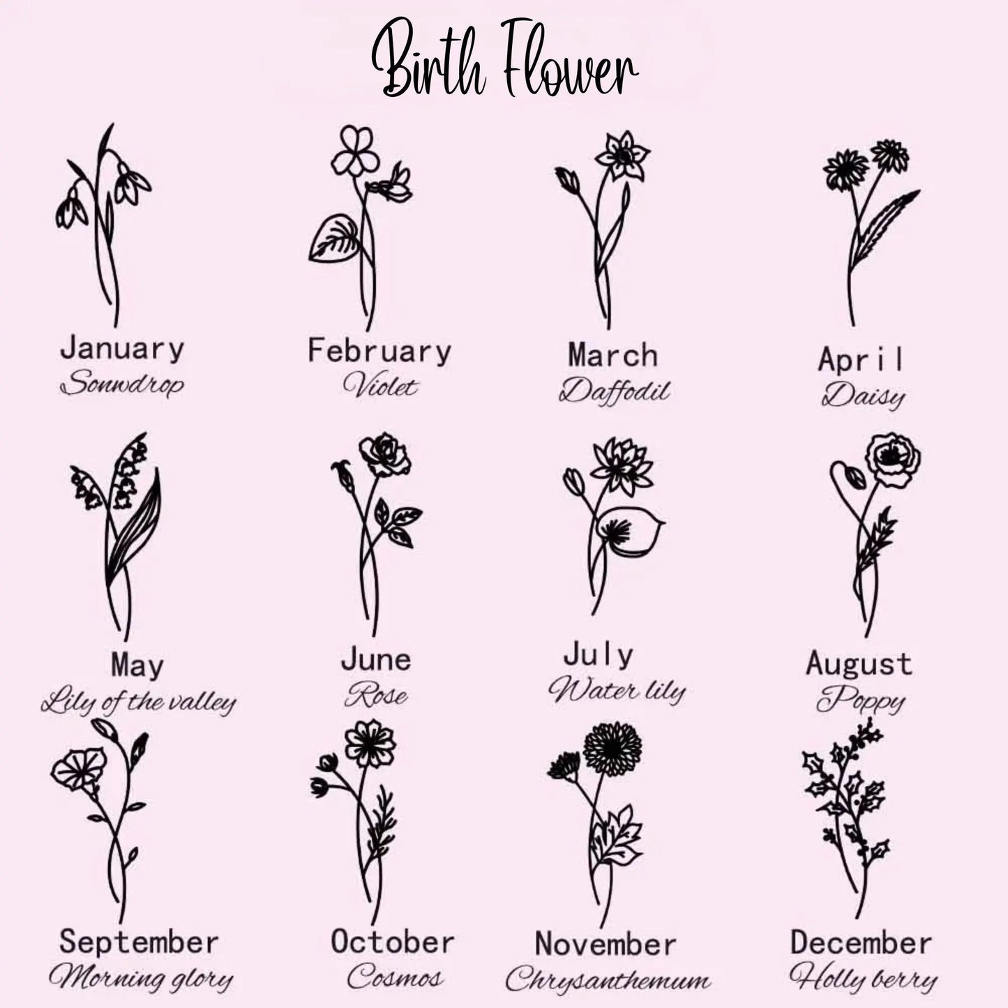 Embroidered Wedding Handkerchief with Birth Flower, Name & Date