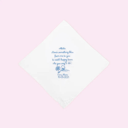 Embroidered Wedding Handkerchief with Birth Flower, Name & Date