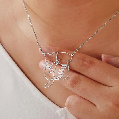 Personalized Cat or Dog Line Drawing Name Necklace