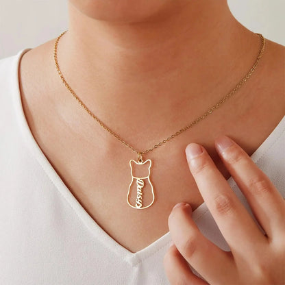 Personalized Cat or Dog Line Drawing Name Necklace
