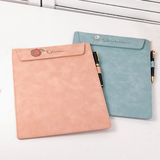 Personalized Birth Flower Clipboard with Name