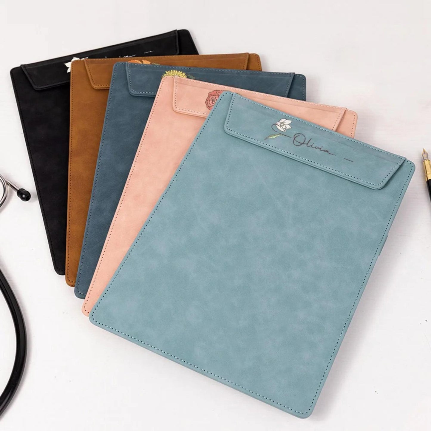 Personalized Birth Flower Clipboard with Name