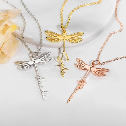 Custom Name Dragonfly Necklace