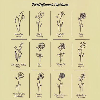 Birth Flower Leather Wallet with Custom Name