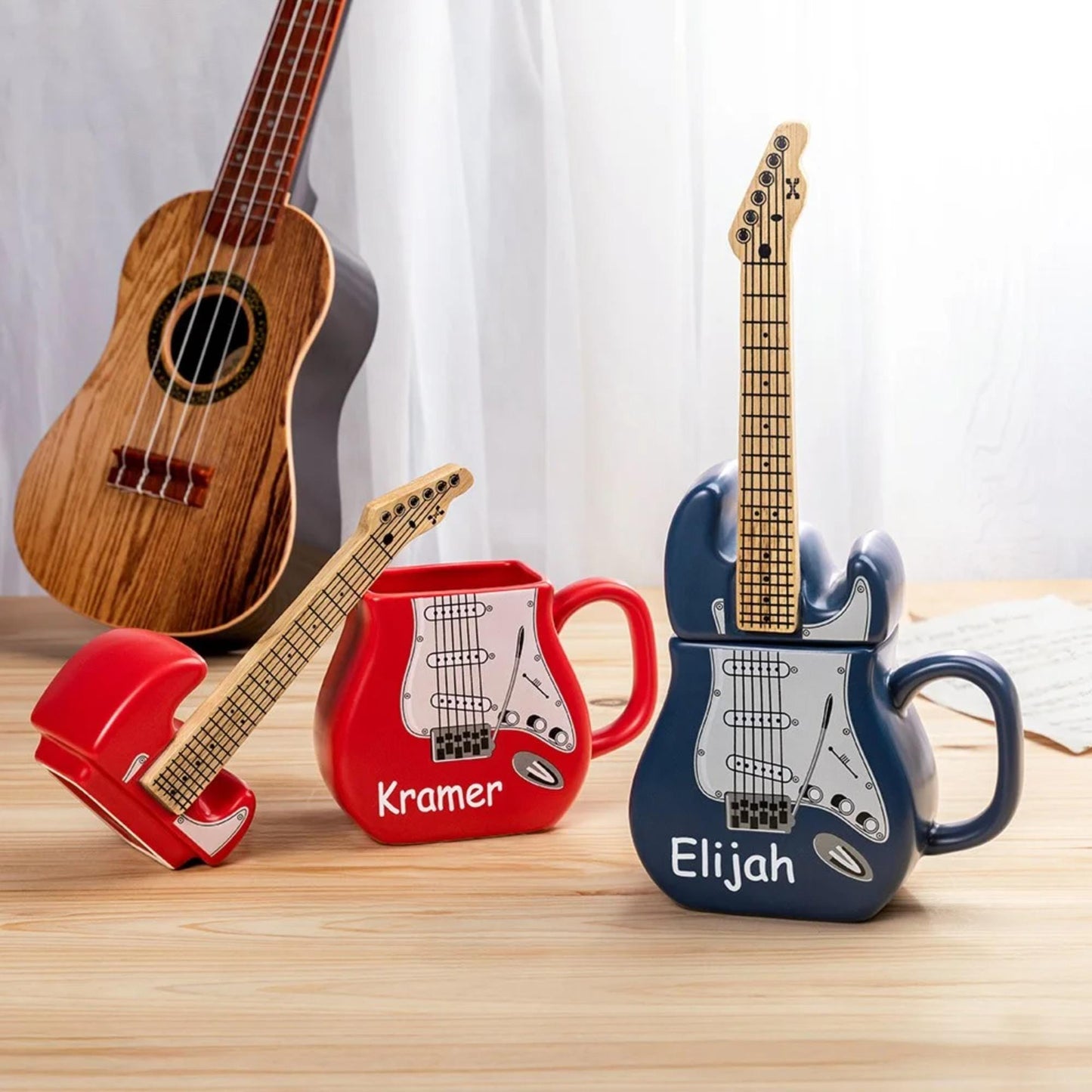 Guitar Shaped 8.5oz & 15oz Ceramic Coffee Mug