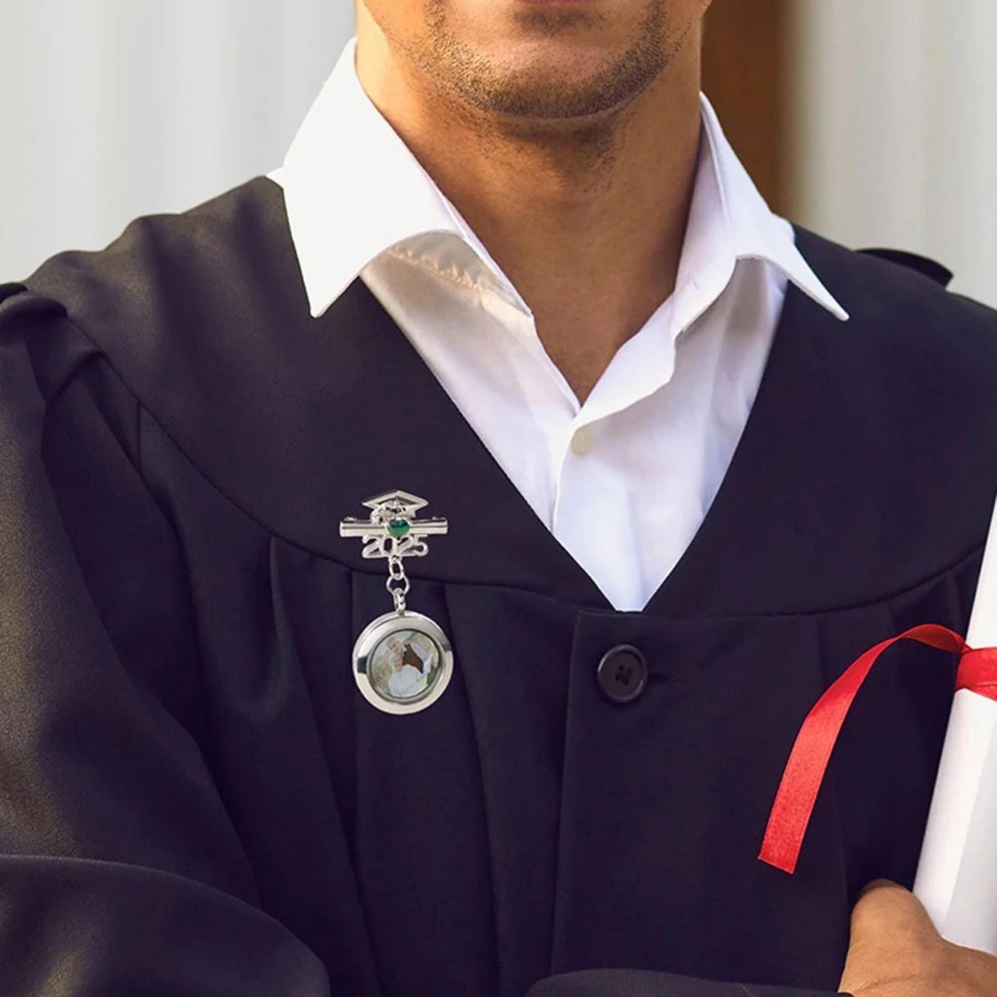 Personalized Graduation Lapel Pin with Photo & Birthstone