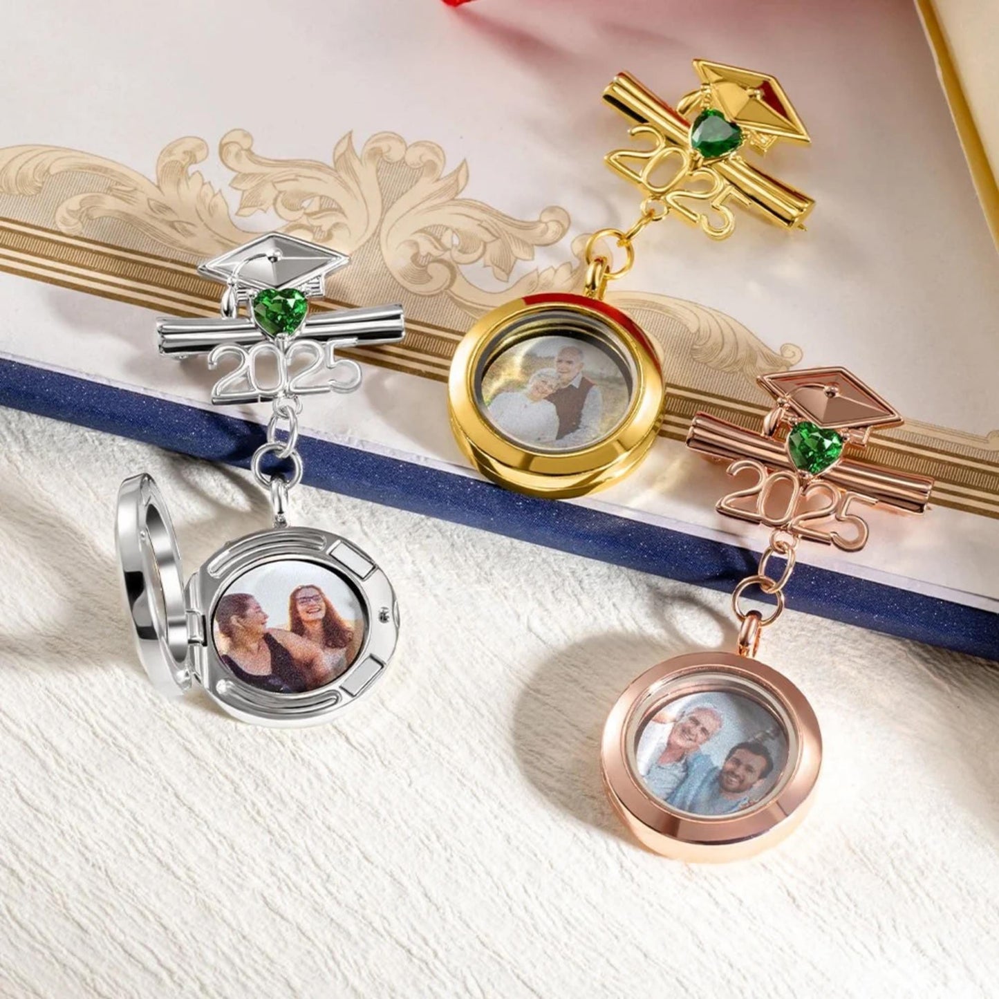 Personalized Graduation Lapel Pin with Photo & Birthstone