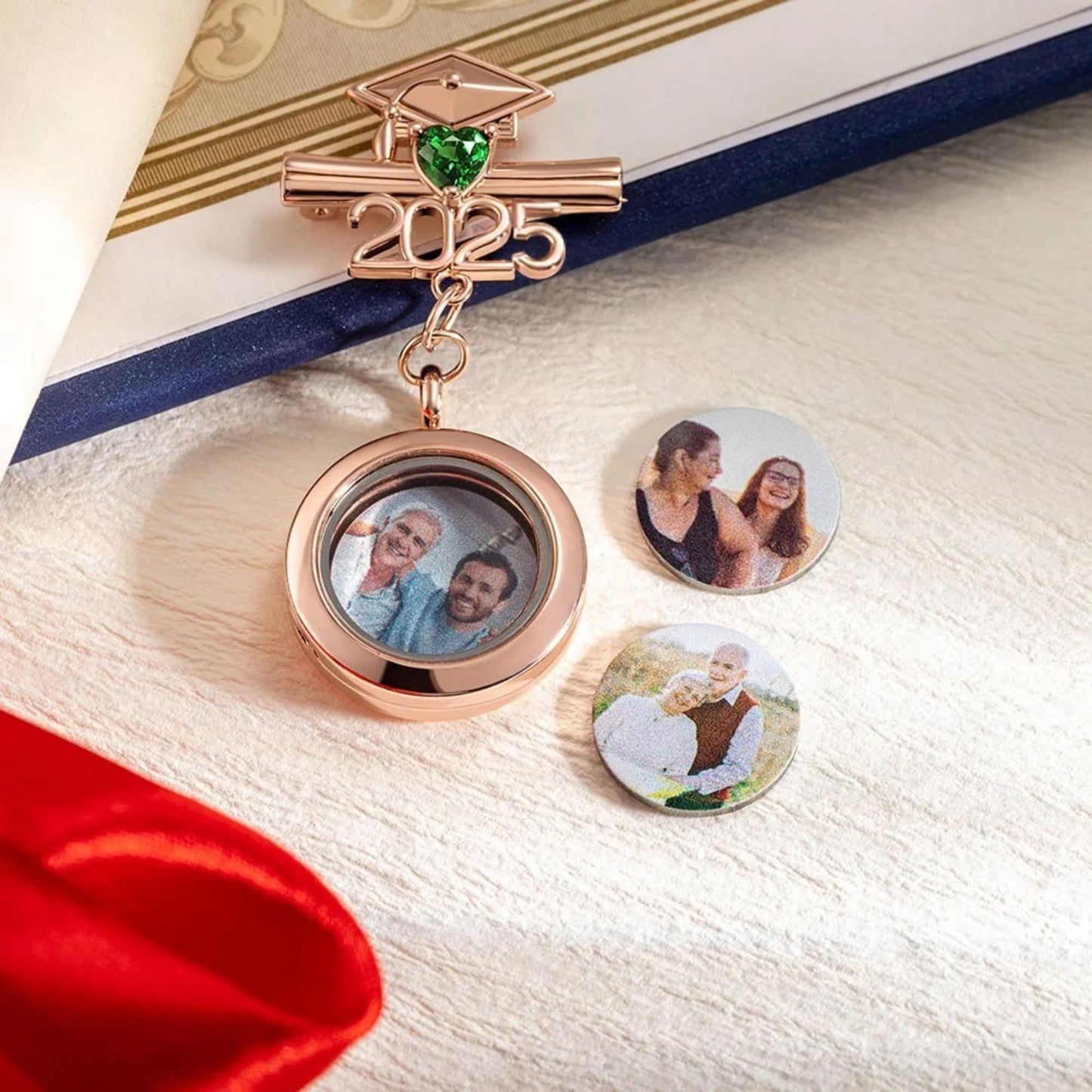 Personalized Graduation Lapel Pin with Photo & Birthstone