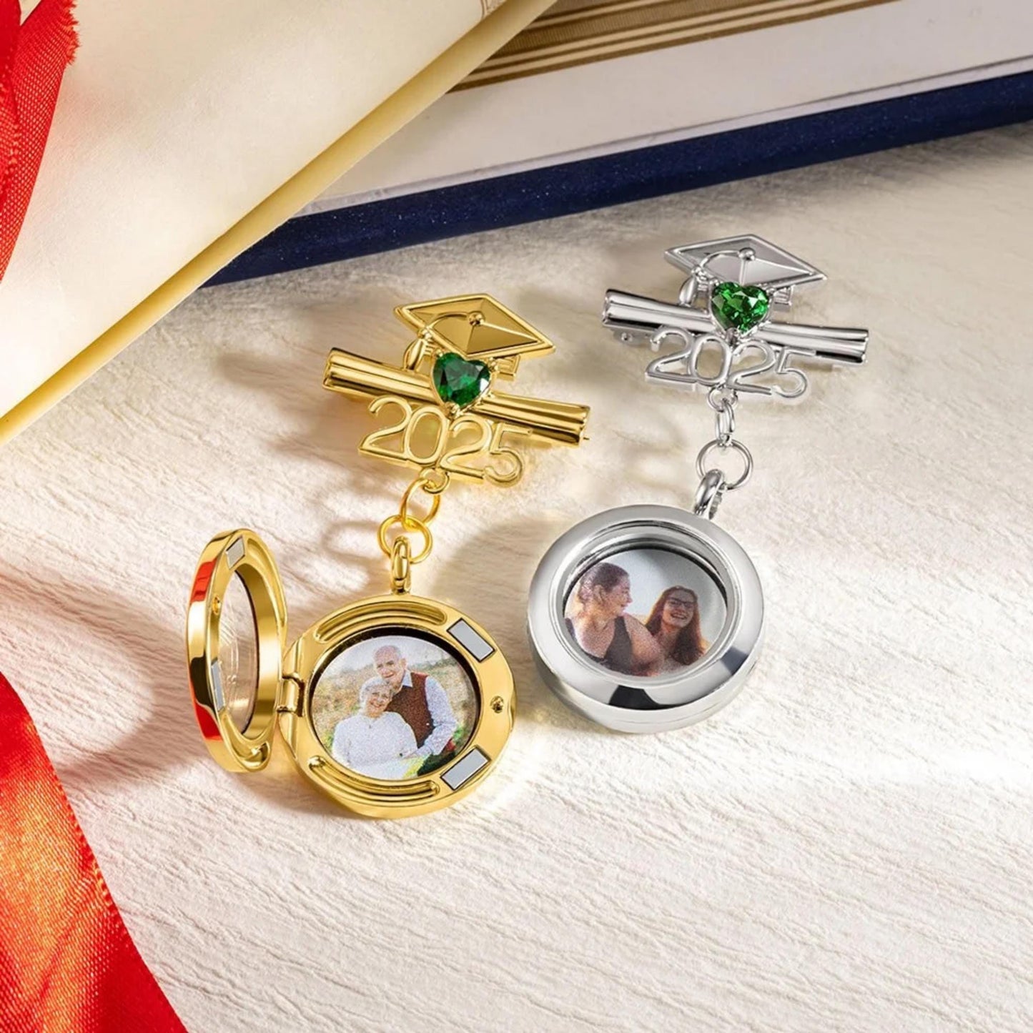 Personalized Graduation Lapel Pin with Photo & Birthstone