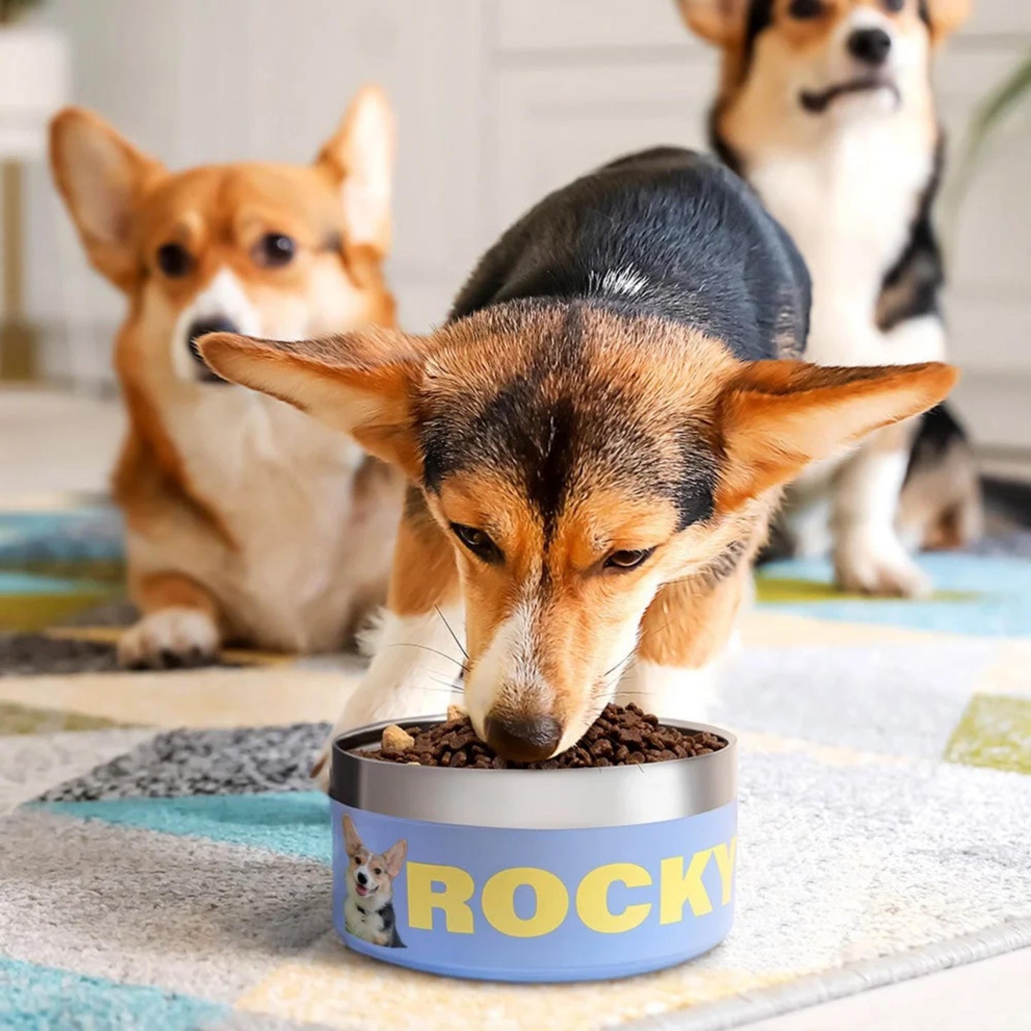 Personalized Stainless Steel Pet Bowl with Photo & Name