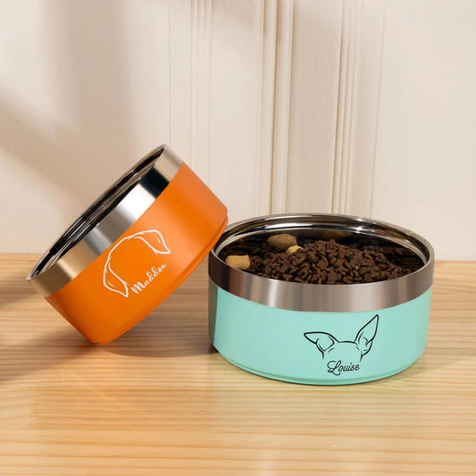 Personalized Dog Bowl with Ear Design & Name