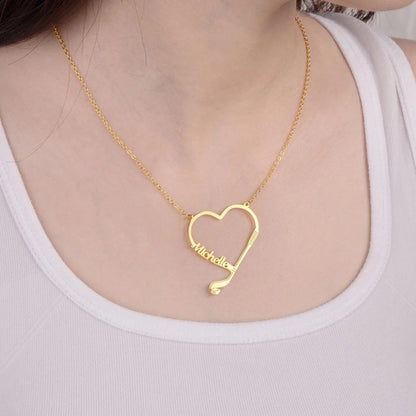 Personalized Hockey Heart Necklace with Custom Name