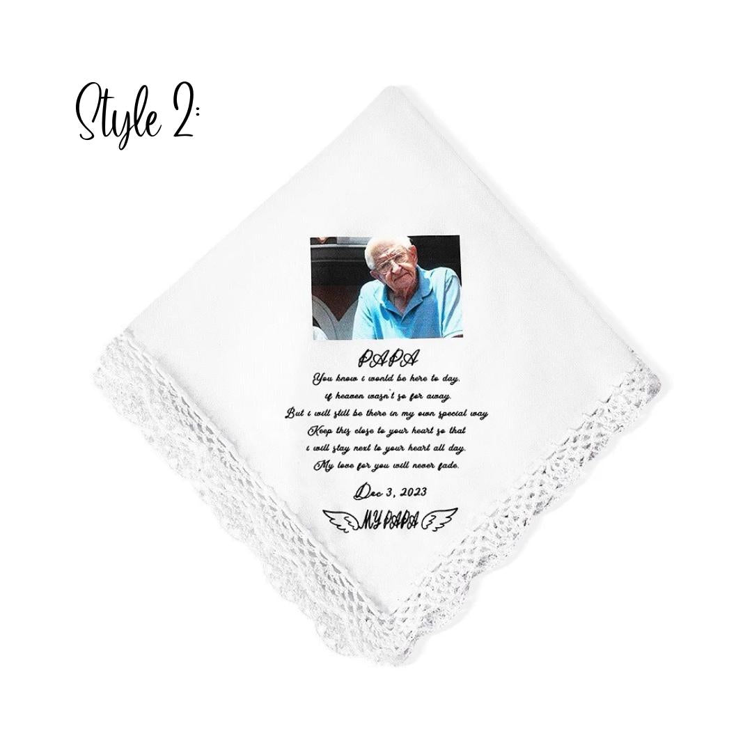 Personalized Memorial Wedding Handkerchief with Photo