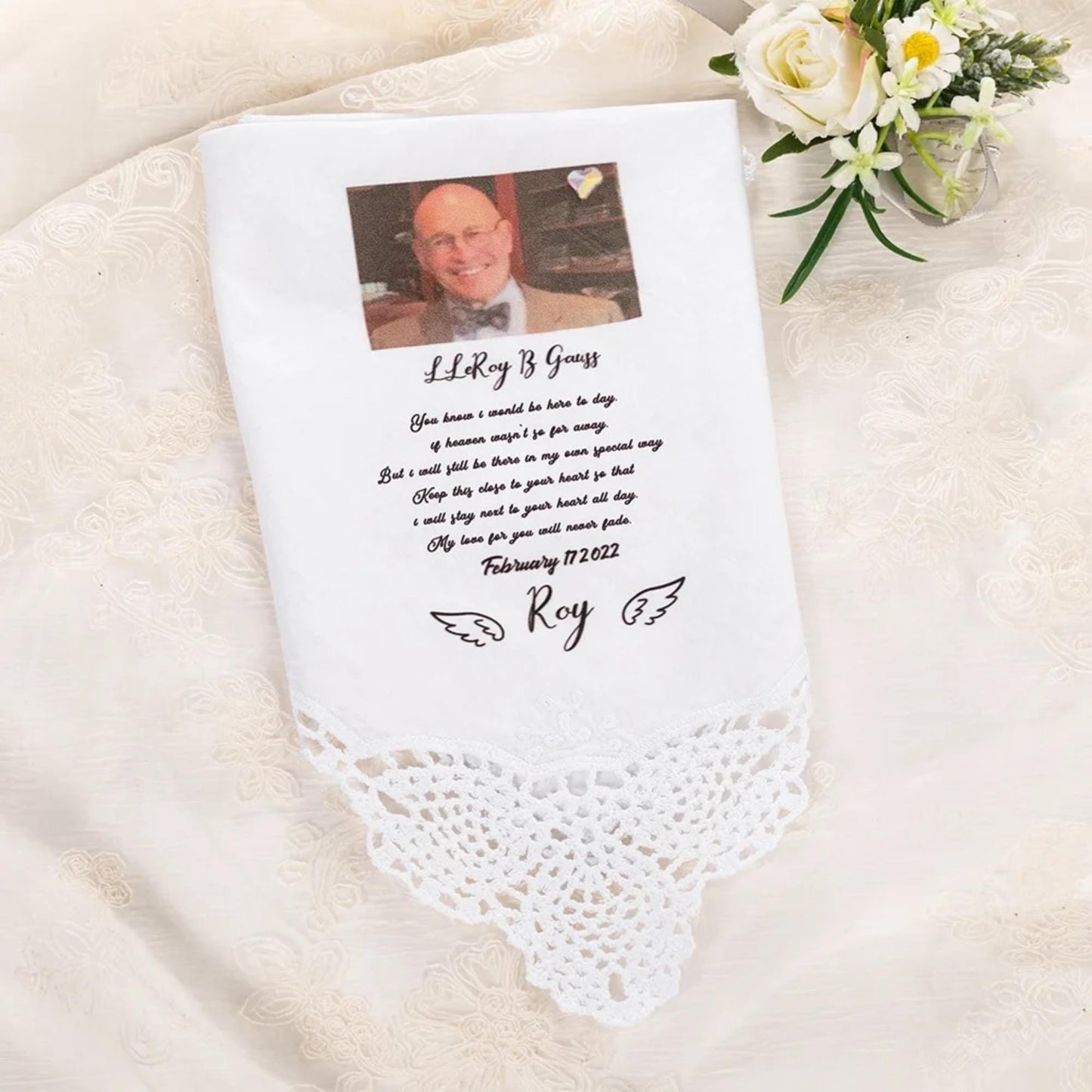 Personalized Memorial Wedding Handkerchief with Photo