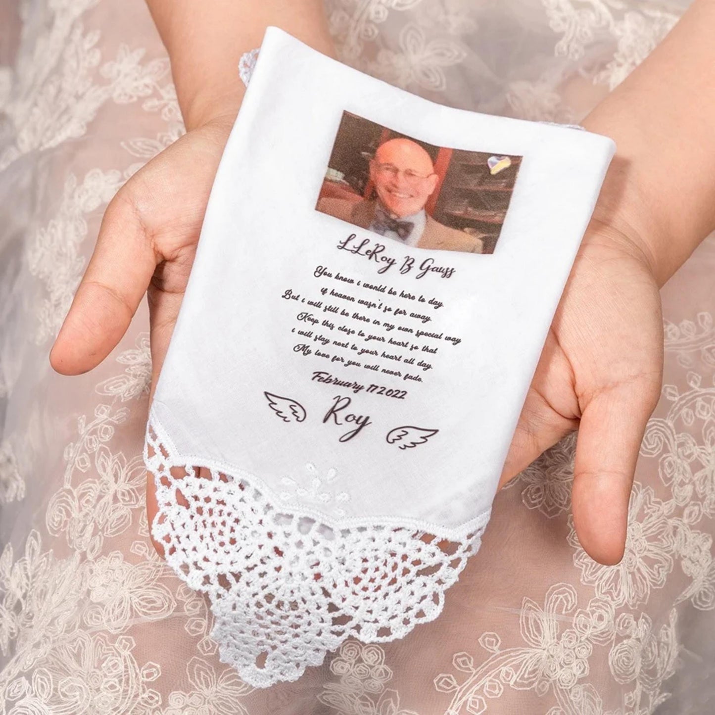 Personalized Memorial Wedding Handkerchief with Photo