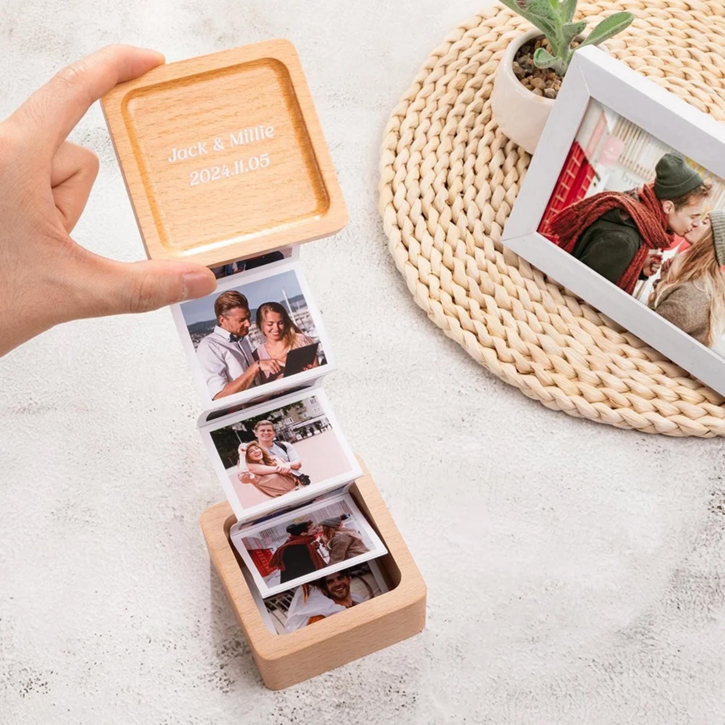 Wooden Pull Out Photo Album Memory Box