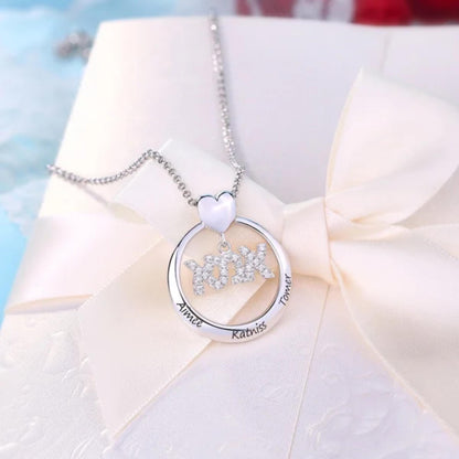 Engraved Hebrew Name Circle Pendant Necklace