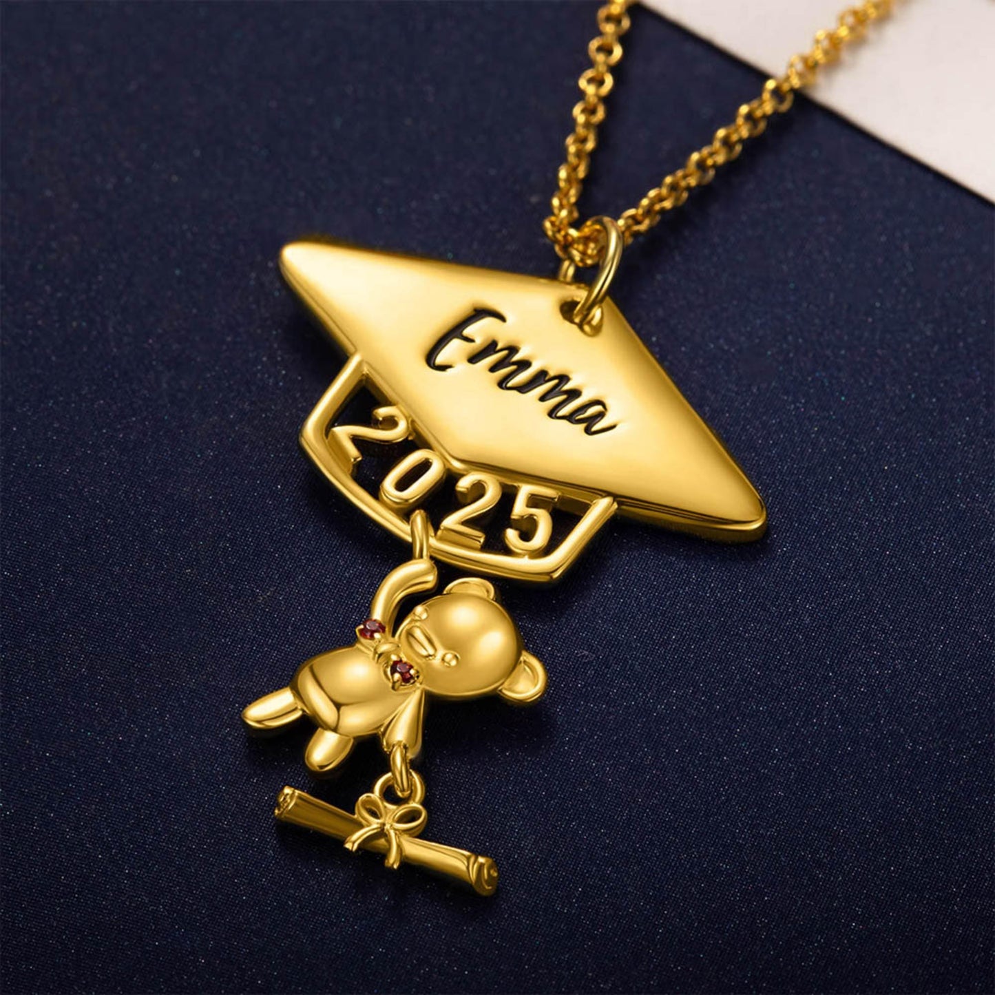Custom Name Graduation Bear Necklace