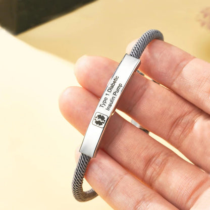 Custom Medical Alert Adjustable Soft Rope Bracelet