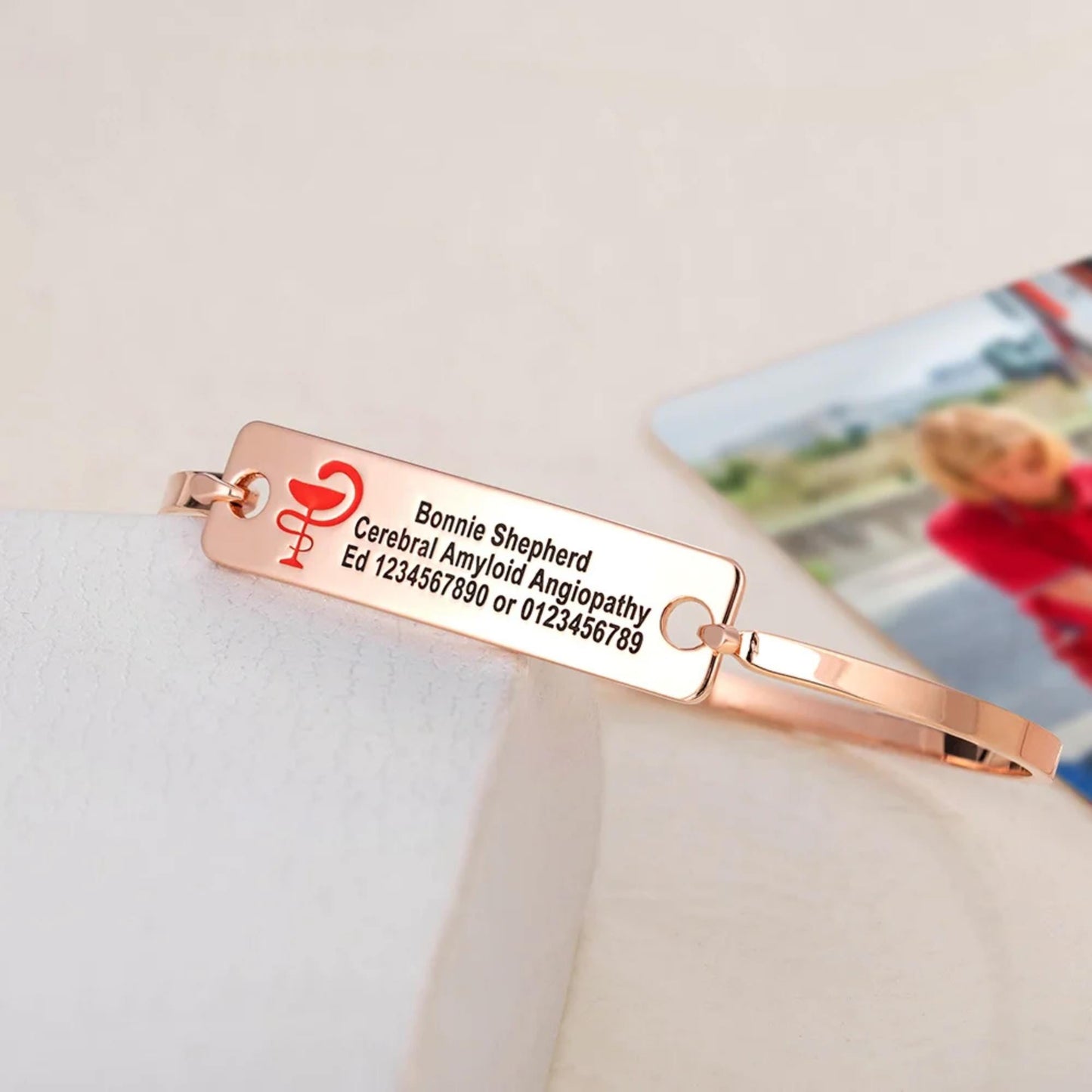 Custom Engraved Medical Alert ID Bangle Bracelet