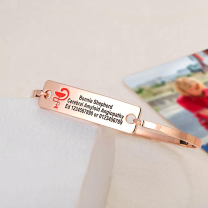 Custom Engraved Medical Alert ID Bangle Bracelet