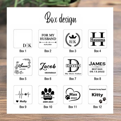 Custom Pet Portrait Cufflinks with Engraved Wooden Box