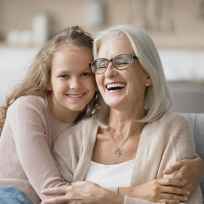 Custom Grandmother + Grandaughter Engraved Heart Necklace