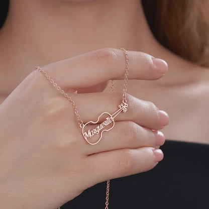 Personalized Name Violin Pendant Necklace