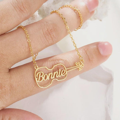 Personalized Name Violin Pendant Necklace