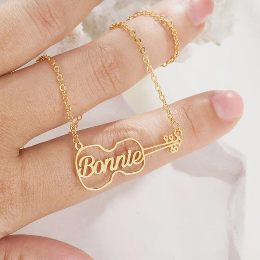 Personalized Name Violin Pendant Necklace