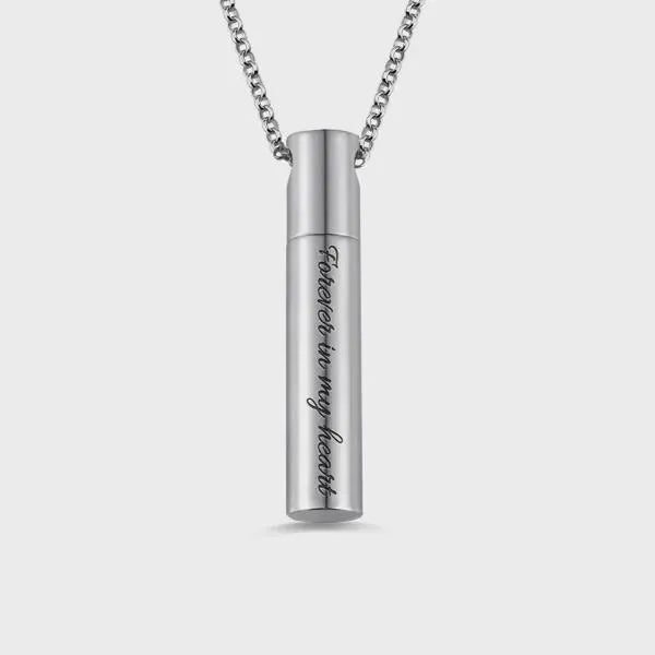 Custom Engraved Cylinder Urn Necklace for Ashes