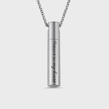 Custom Engraved Cylinder Urn Necklace for Ashes