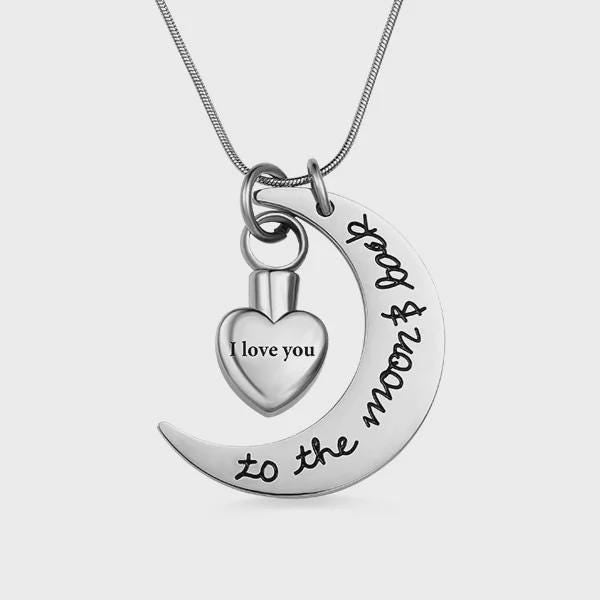Love You To the Moon & Back Urn Necklace for Ashes