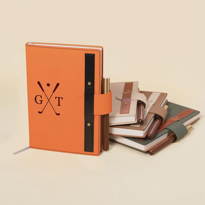 Personalized Golf Notebook with Initials & Wooden Pen