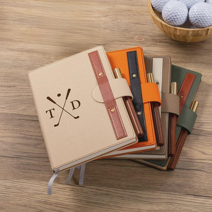 Personalized Golf Notebook with Initials & Wooden Pen