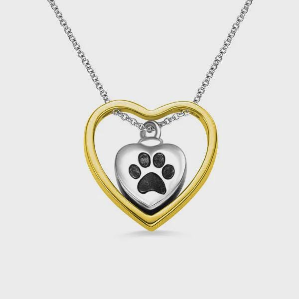 Personalized Double Heart Urn Necklace for Pet Ashes with Back Engraving
