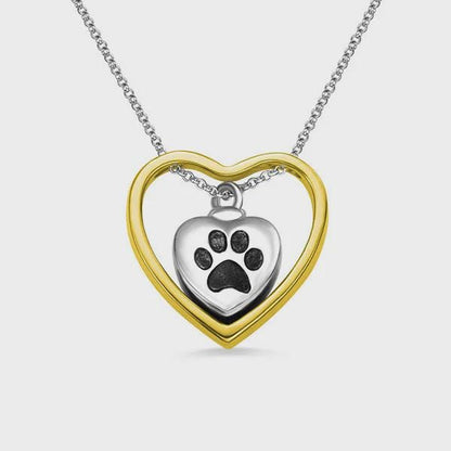 Personalized Double Heart Urn Necklace for Pet Ashes with Back Engraving