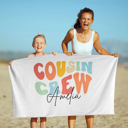 Personalized Cousin Crew Beach Towel Quick Dry Multicolor