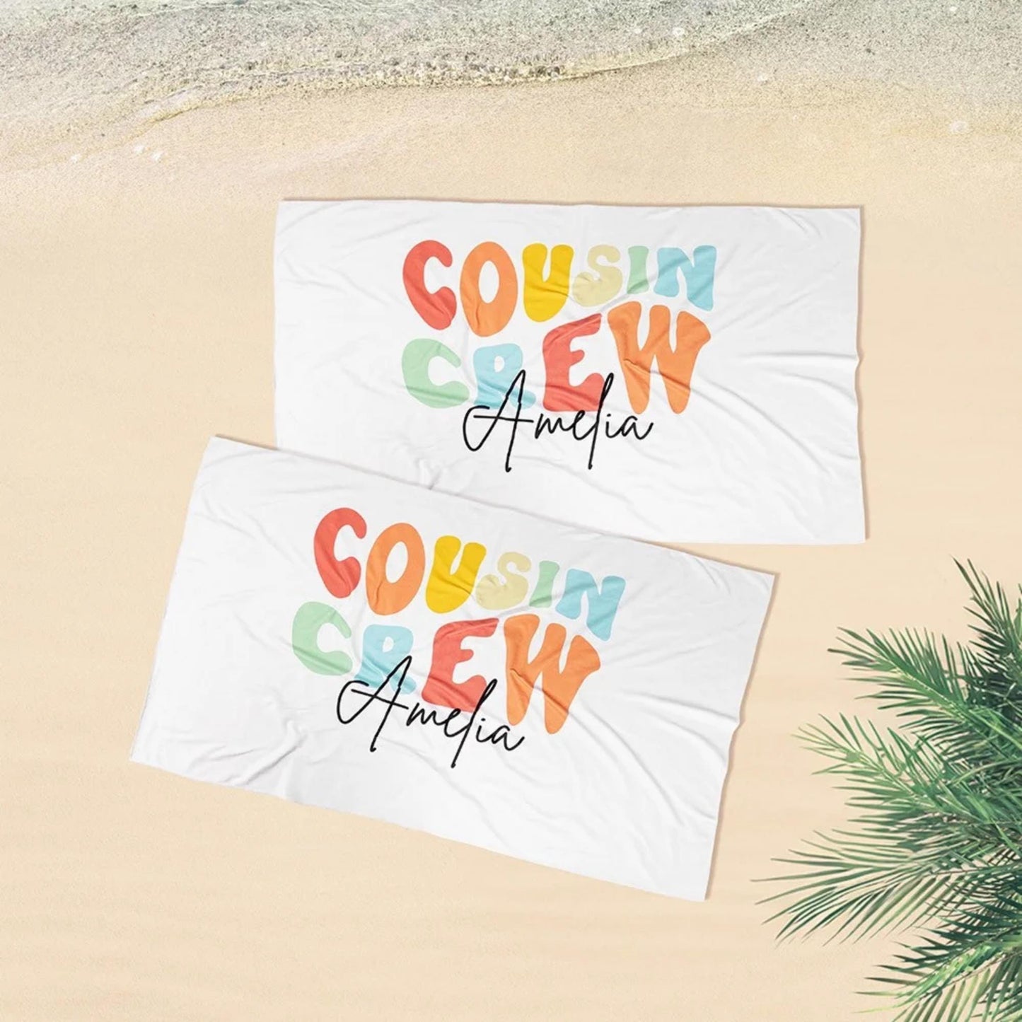 Personalized Cousin Crew Beach Towel Quick Dry Multicolor